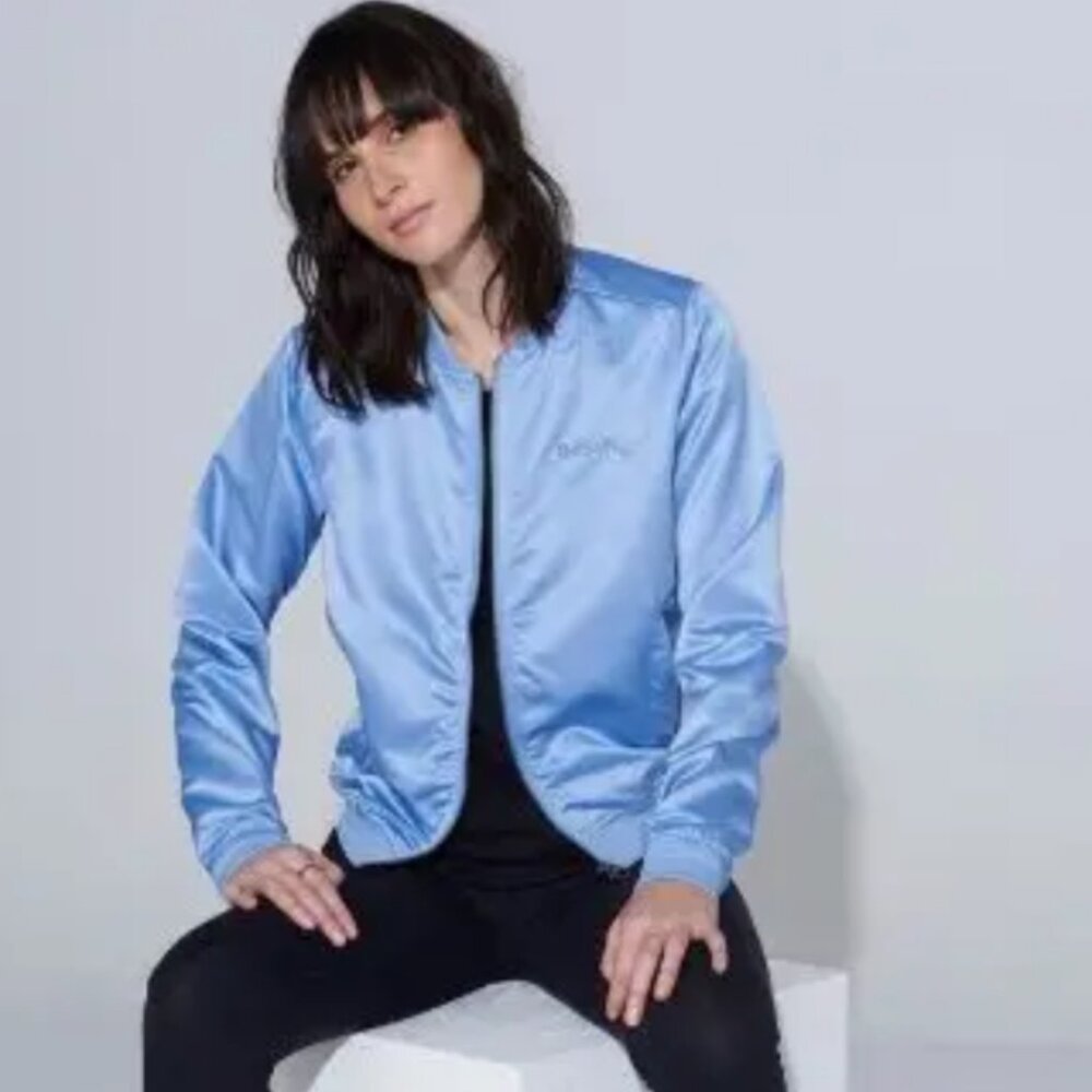 Bench Light Blue Satin Bomber Jacket ECU Sz Sm
